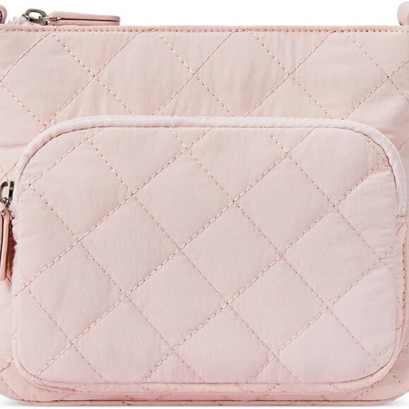 Quilted Crossbody Bags for Women Multi Zipper Pockets Nylon Purses with Wallet S - Picture 8 of 8